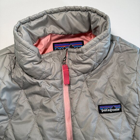 Girls PATAGONIA Nano Puff Jacket Gray Pink Medium / 10 - Picture 3 of 14